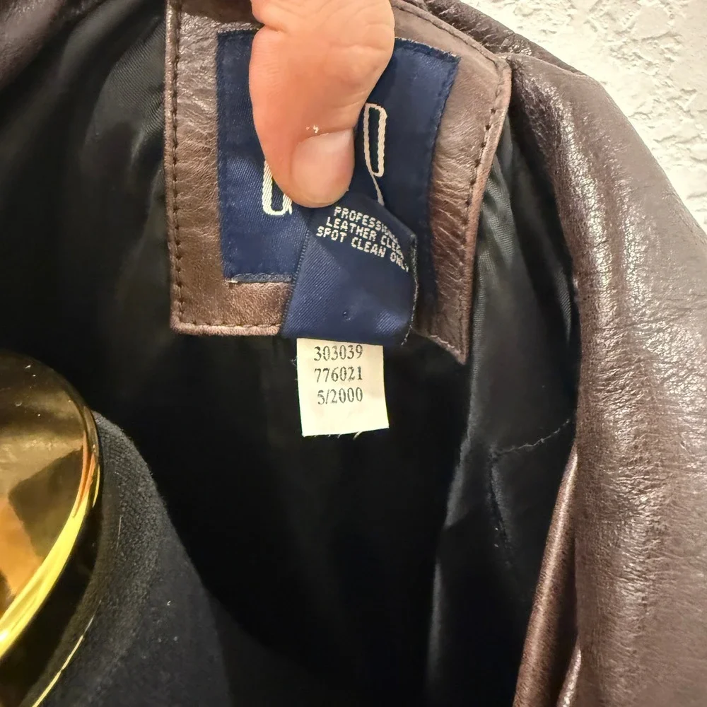 Gap Vintage Car Coat 303039 Dark Brown Genuine Leather Jacket Mens Large
